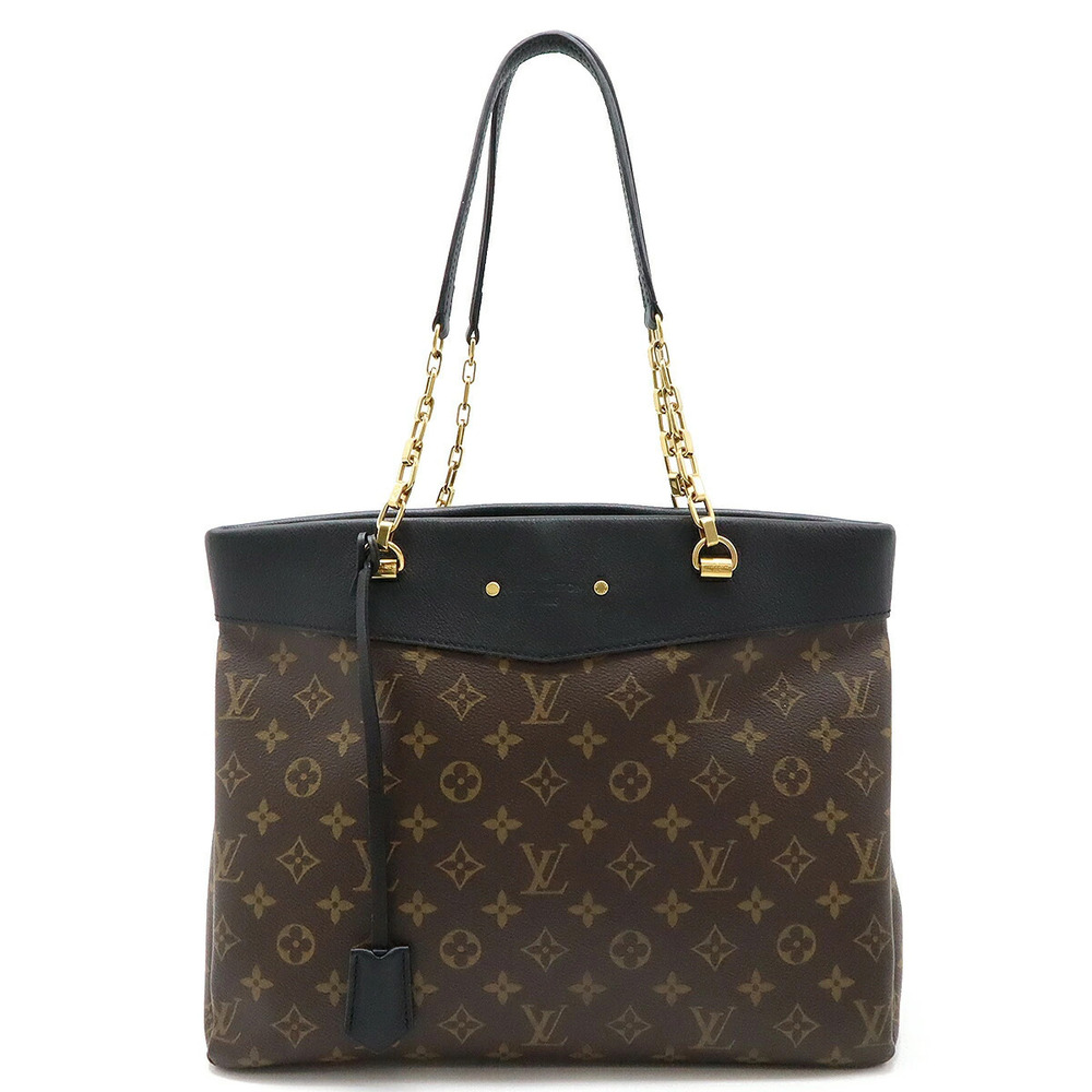 LOUIS VUITTON Monogram Pallas Shopper Tote Bag Chain Shoulder Noir Black